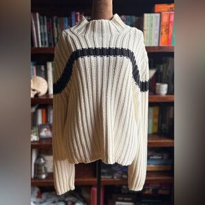 Tommy Hilfiger Cream and Black Ribbed Sweater